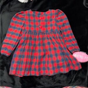 NWT Vintage Deadstock Red and Blue Plaid Long Sleeve Dress